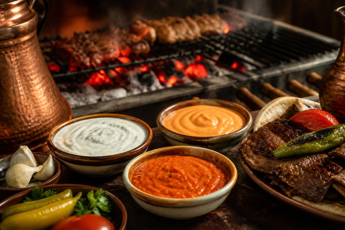 Les sauces du kebab : blanche, samouraï, algérienne
